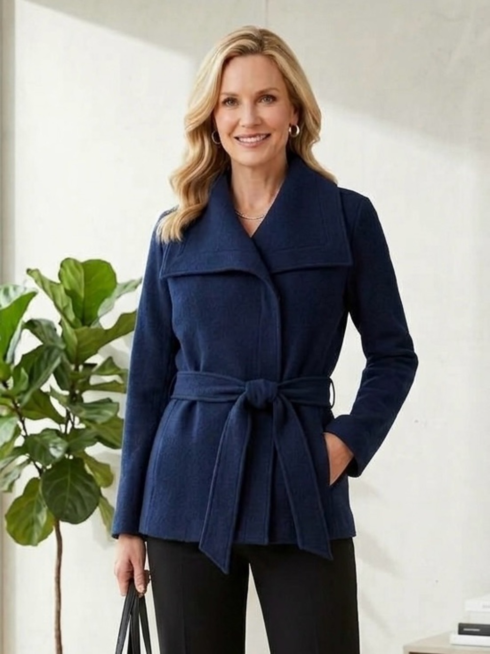 NEW Kenar Size Large Marine Navy Belted Jacket Coat